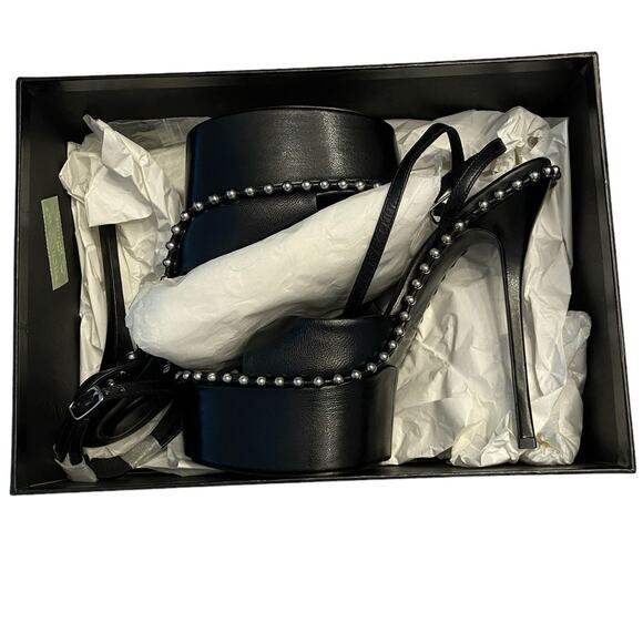 Alexander Wang Nova 145 Platform Sandals Studded Ankle Strap Leather Black Sz 38 - Picture 11 of 13